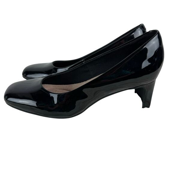 CLARK'S ULTIMATE COMFORT KYNDALL SQUARE TOE HEELS IN BLACK PATENT NWOB‎ SIZE 9 - Picture 4 of 14